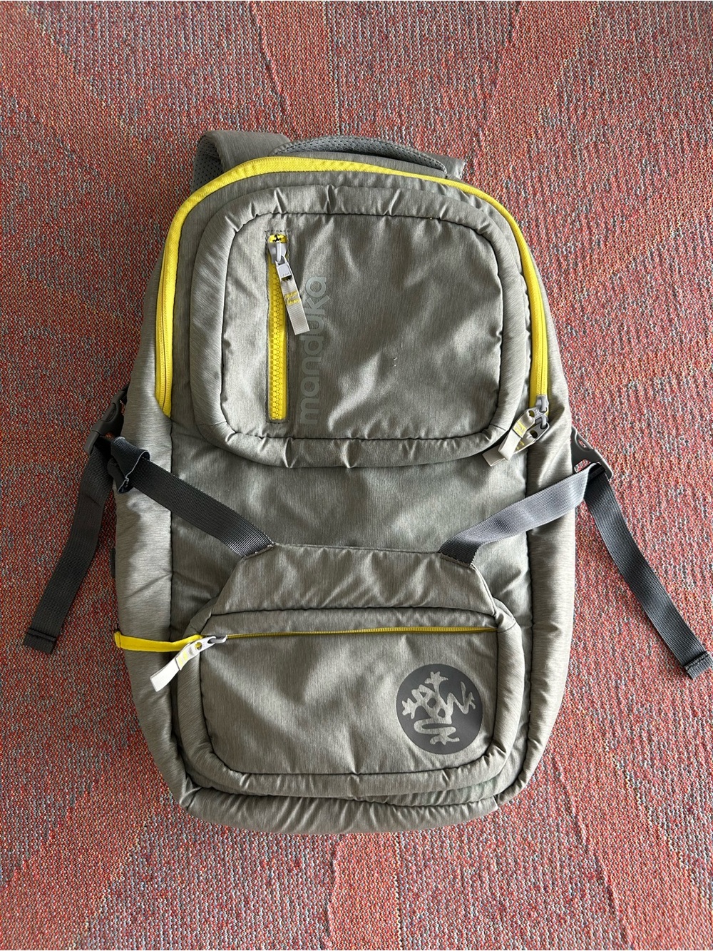 Manduka GO Free 2.0 Yoga Mat Backpack Heather Grey Yellow Commuter Gym Bag